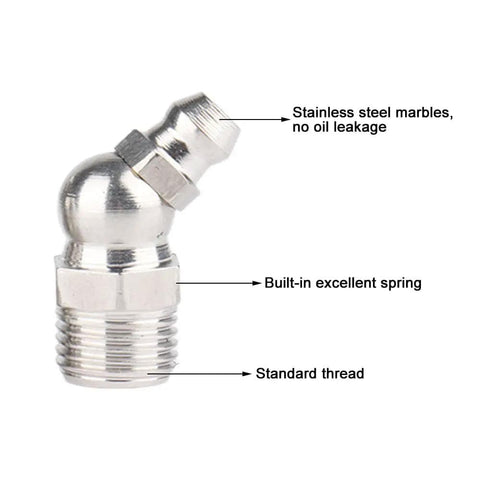 10 Pcs M6x1 45 Degree Grease Fittings Kit Stainless Steel Heavy Duty Replacement For Broken Fittings In Machinery And Cars