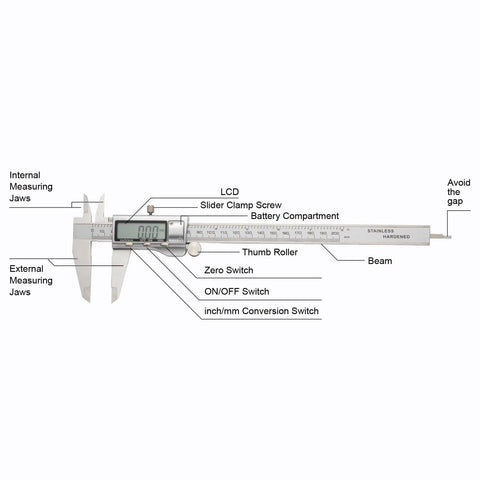 Beefy All Metal Digital Caliper With Zero To Eight Inch Range Auto Off And Depth And Step Measuring Two Jaws For Inside And Outside Measurements