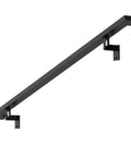 Heavy Duty Aluminum Stair Railing DIY Kit With Sweet Matte Black Coating And No Sweat Adjustable Wall Mount Brackets For Effortless Indoors Or Outdoors Upgrades Spanning Six Feet, black railing with mount bracket.