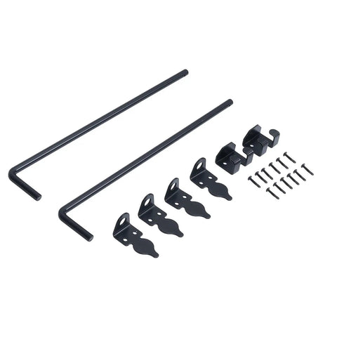 Beefy 18 Inch Heavy Duty Gate Drop Pin With Black Powder Coated Weatherproof Cane Bolt Gate Stopper And Hardware Pack For Wooden Metal And Iron Gates And Double Doors, with brackets and screws
