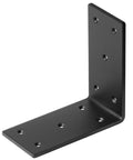 Heavy Duty Black Steel L Bracket Set For 4x4 And 6x6 Pergola Posts, Four Pack, 6 In By 6 In By 3 In, Five Thirty Second Inch Thick
