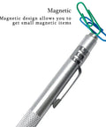 Top Shelf Tungsten Carbide Scriber Set With Embedded Magnet And Twelve Spare Tips For Rock Solid Etching On Glass Metal Ceramic Wood And Plastic Straight Up Reliability, showcasing magnetic design with paper clips.