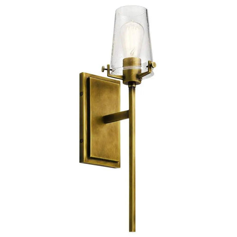 Alton 22 Inch Wall Sconce With Clear Seeded Glass In Natural Brass For Bathroom Vanity Or Mirror Lighting 1 Light Modern Traditional Style