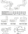 Diagram of 90 Degree Lazy Susan Pie Cut Cabinet Hinge 2 Pack, showing hinge dimensions and installation guide for corner bifold doors.