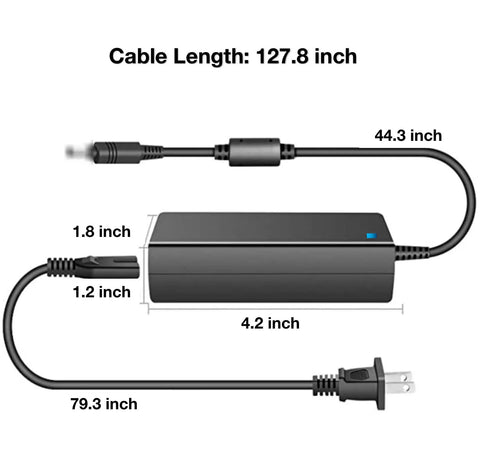Global 24V AC DC Power Adapter Replacement for 24V DC 1.85A to 2A Switch Mode PSU with cable length details.