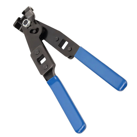 CV Boot Clamp Pliers DIY Ready With One Half Inch Torque Wrench For Ear Type Clamps Crimp And Remove On VW Audi BMW Mercedes Honda Mazda Vehicles Tool For No Fuss Quick Fix Today black steel pliers with blue handles