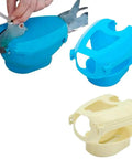 Racing Pigeon Holder With Thickened Carrier Support And Easy Mounting Bracket for safe health checks, blue and beige models.