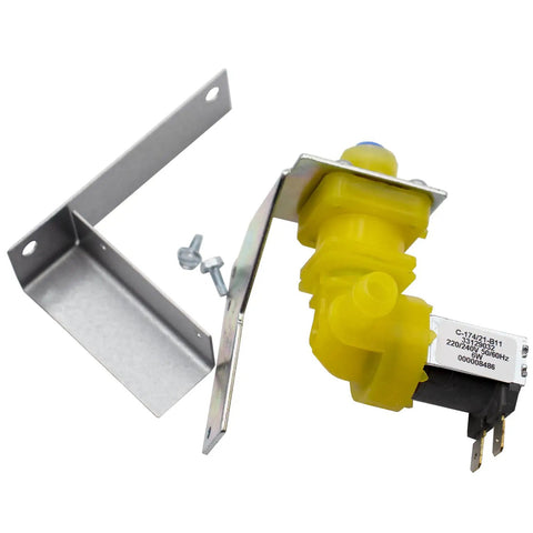 Ice Machine Water Valve Replacement Kit IH9121 000009121 with brackets, screws, 220/240V 50/60Hz, 6W, 1.8GPM, yellow valve shown.