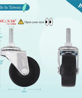 Two 5/16 UNC Threaded Stem 2 Inch Swivel Caster Wheels with 1 Inch Stem Length for Utility Carts
