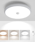 Flush Mount RGB Ceiling Light 12 Inch 24W With Remote And Bluetooth App Control, dimmable LED fixture showing different light modes.