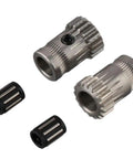 Needle Bearing Gear Set Upgrade for 3D Printers, Dual Drive Extruder Gears Kit in Hardened Steel with Locking Screw, Pulley Bearings Visible