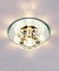 iumLeap Recessed Lighting Housing Trim Kits Crystal Glass Ceiling Downlight Aisle Spotlight with reflective round surface.
