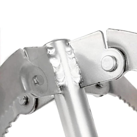 Close-up view of Folding Grappling Hook With 4 Sharp Prongs Aluminum Survival Anchor Tool, showing welded aluminum prongs.