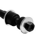 2 Pack Front Sway Bar End Links K90680 That Fit 2000 Through 2006 Toyota Tundra And 2001 Through 2007 Toyota Sequoia Greasable Socket End Links For A Smooth Ride And Solid Steering, close-up of black metal end link with silver washers