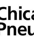 Chicago Pneumatic logo next to red circular design symbol