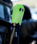 Flat Out Smooth Shifting Universal Gear Knob Featuring Glowing Phantom Etching And Contoured Machined Aluminum Handle For Easy Night Cruising Plus Three No Sweat Mount Adapters, green ghost design.