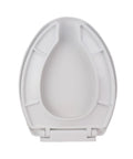 Adjuble Soft Close Round Toilet Seat Open Front Design White with top fixed hinges for easy installation.
