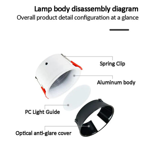 UWYTGF 4-Pack 3.2" Led Can Lights Retrofit Recessed Lighting disassembly diagram showing aluminum body and optical cover.