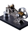 Steam Engine Model Kit For DIY Learning With Aluminum Body displayed on black base