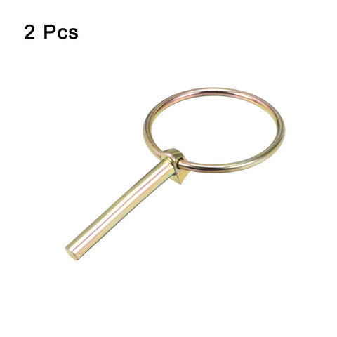 Linch Pin With Ring Set 2 Pack 3/16 Inch By 1-3/4 Inch Heavy Duty Trailer Pins Gold Finish for outdoor use