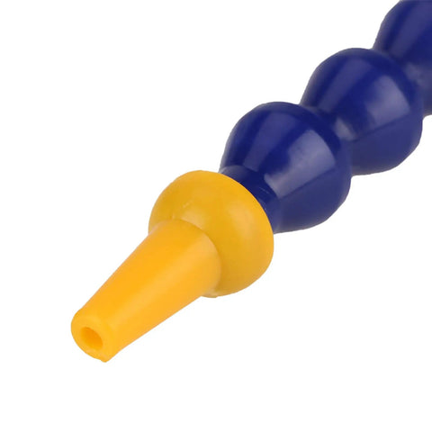 Close-up of a yellow and blue segment of the Ultra Flexible Plastic Coolant Pipe Kit for CNC Lathes and Mills 10 Adjustable Hoses