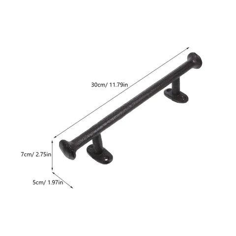 Heavy Duty Cast Iron Gate Handle 11.81 Inch Barn Door Pull With Vintage Rustic Farmhouse Charm, Outdoor Shed Fence Hardware dimensions