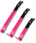 Heavy Duty Flat Pry Bars Set 12 Inch 15 Inch 18 Inch Crow Bar Nail Puller Pink And Black Angled Curved Head Metal Wood Board Tire Removal Wrecking Prying Tool