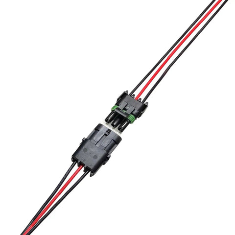 Heavy Duty 3 Way Male To Female Weather Pack Connector Kit With 12010717 And 12015793 Terminals For Auto Wiring Repairs Featuring Durable Copper Pins And 16 Awg Wires Ready To Save Time.