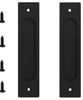 Two Pack Invisible Rectangular Recessed Drawer Pulls For Cabinets And Closets Pocket Sliding Closet Door Handle Finger Hidden Flush Hardware Matte Black 5.9 Inch Length 4.7 Inch Center Hole Spacing Includes Screws