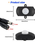 DC 12V To 30V 3A Mini PIR Motion Sensor Switch Infrared Activated LED Controller For Wall Lamps With DC Terminal Connector And Screwdriver Included Pack Of 2, 50mm size