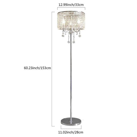 Crystal Floor Lamp With Chrome Finish, Tall Standing Light For Living Room, Bedroom, Office, 59 Inch Tall, Easy Assembly, Requires E12 Bulb Handpicked Crystal Details For A Luxe Glow Vibe
