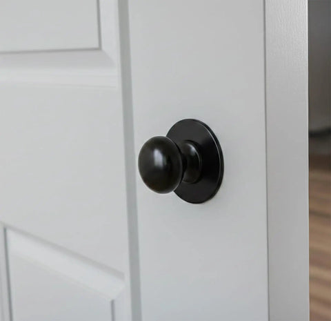 Matte Black Large Bifold Closet Door Knobs Four Pack With Renovation Ready Wide Base Zinc Round Kitchen Wardrobe Dummy Pull Knobs