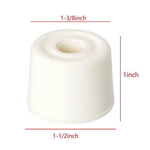Two Pack Rubber Door Bumpers And Door Stops Soft Close Silent Plugs With Screws For Noise Reduction Wall Scratch Protection And Shock Absorbing Door Wall Guards For Home Office School White, shown with dimensions.