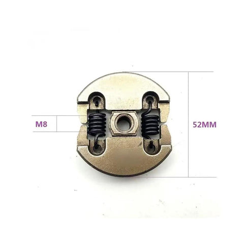 Thinking Process: 52mm metal clutch shoe with M8 center hole and twin springs for 25cc engine drum