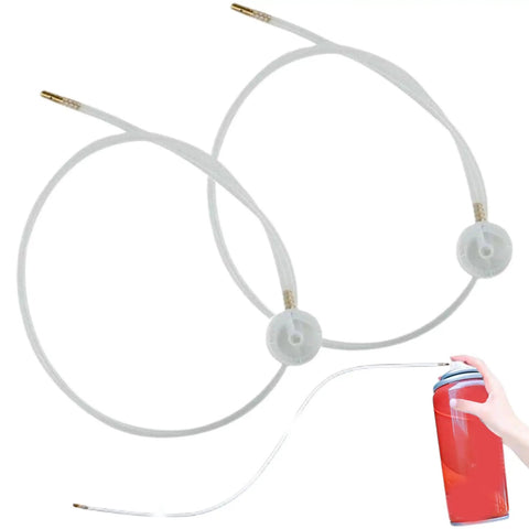 2 Pack 19 Point 7 Inch 360 Degree Spray Nozzle Extension Hose White Wand Aerosol Cans Air Conditioner Cleaner, two hoses on spray can