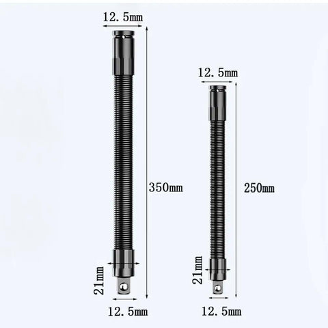 1/2 Inch Flexible Shaft Extension Tool For Auto Repair, Bendable Reach With Torque Socket, 250mm and 350mm lengths visible.