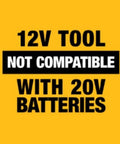 12V tool not compatible with 20V batteries warning for Xtreme 12V Max Brushless One Half Inch Cordless Impact Wrench Tool Only