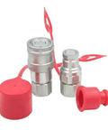 Heavy Duty Hydraulic Quick Connect Coupler Set With Fittings For Construction Gear Ensures Leak Resistant Connection Made From High Strength Steel To Handle Rough Ops Gives Solid Reliability For Your Excavator Loader Hydraulics Where Top Crews Go Hard. with red dust caps