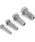 Stainless Steel Drill Guide Kit For Broken Studs 25mm Guide With M6 M8 M10 M12 High Tensile bolts laid out side by side