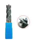 Three Quarters Inch Carbide Square End Mill Four Flute With HRC 45 Single End AlTiN Coated Cutting Tool with blue holder