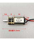 Ga12 N20 12 Mm Full Metal Gear Reduction Motor With D Shaft DC 3V To 6V 36 RPM Slow Speed view with dimensions on a white background.