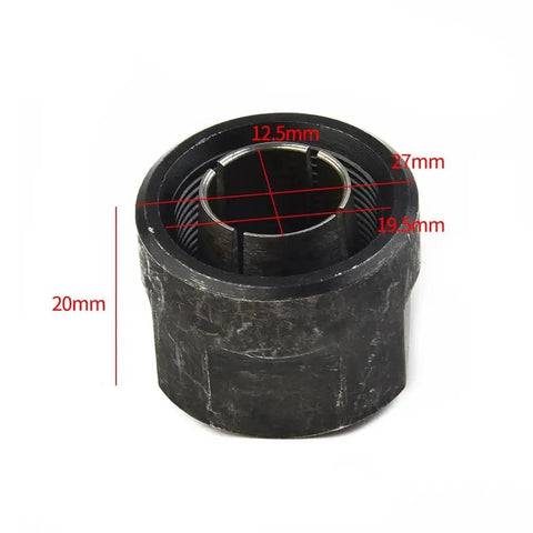 Rock Solid Metal Collet Clamping Nut 20mm X 27mm High Precision Balanced Spring Black Chuck Nut Built Damn Tough For Cnc Machine Tools And Pro Shop Upgrades, detailed view with dimensions.