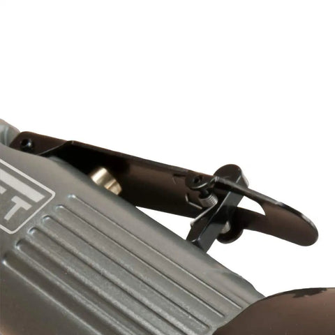 Pro Grade 3 Inch Pneumatic Cut Off Tool, 22000 RPM, close-up of aluminum housing and safety guard.