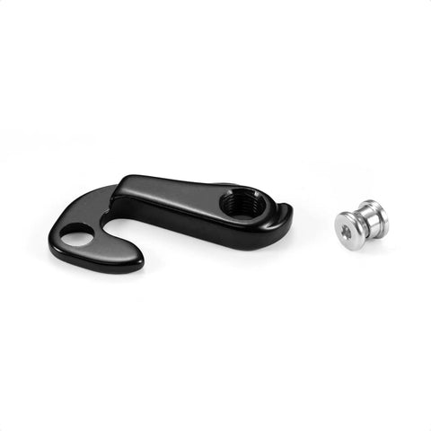 Derailleur Hanger Replacement Part For Trek FX And Dual Sport Bikes Aluminum Alloy, shown with mounting screw included.