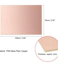 Image of a 12 Pack 100x70mm Double Sided Copper Clad FR4 PCB Board, showing dimensions and material details, 2mm thick.