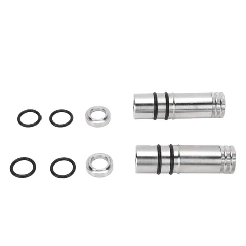 Stainless Steel Bench Dog Set 20mm for MFT Workbenches with T Track Connectors, non-slip hold downs, shown with rings and connectors
