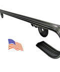 Top Shelf Two Foot Wrought Iron Handrail Badass Build Quality Wall Mounted Black Metal Stair Guardrail With Mounting Hardware Made In Usa side view with USA flag