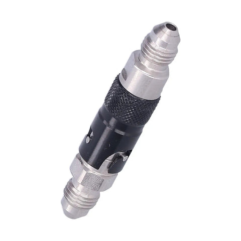 Top Tier AN3 Quick Disconnect Coupler Aluminum Alloy Brake Line Adapter For Turbo Swap Jobs And Hydraulic Brake System Upgrades Featuring Leak Proof Seal Design And Rotating Joint For Hardcore Motorsports Gearheads, angled view