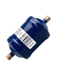 Heavy Duty 3/8 Liquid Line Filter Dryer Steel Sweat Flow Refrigerant Drier For Heat Pumps And Ac Systems R22 R134a Compatible, blue steel construction.