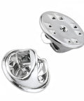 Premium Lock Pin Backs For Lapel Pins Nickel Plated Brass 50 Pack secure fasteners showing butterfly design and round clutch.